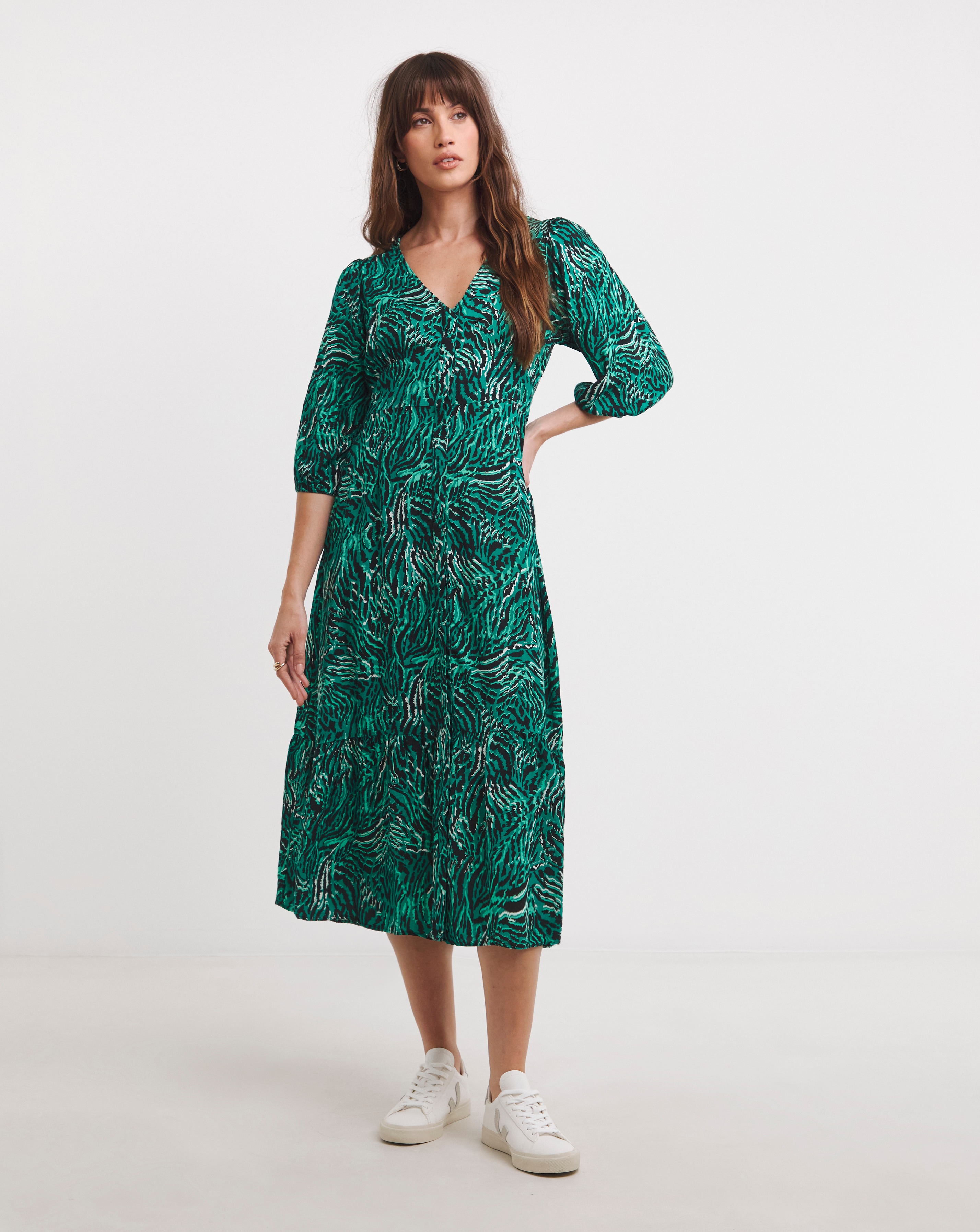 Button Through Midi Tea Dress