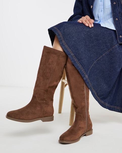 New In - Flat Knee High Stretch Boot Ex Wide SC