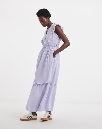 Cheesecloth Smock Dress With Shirred Back