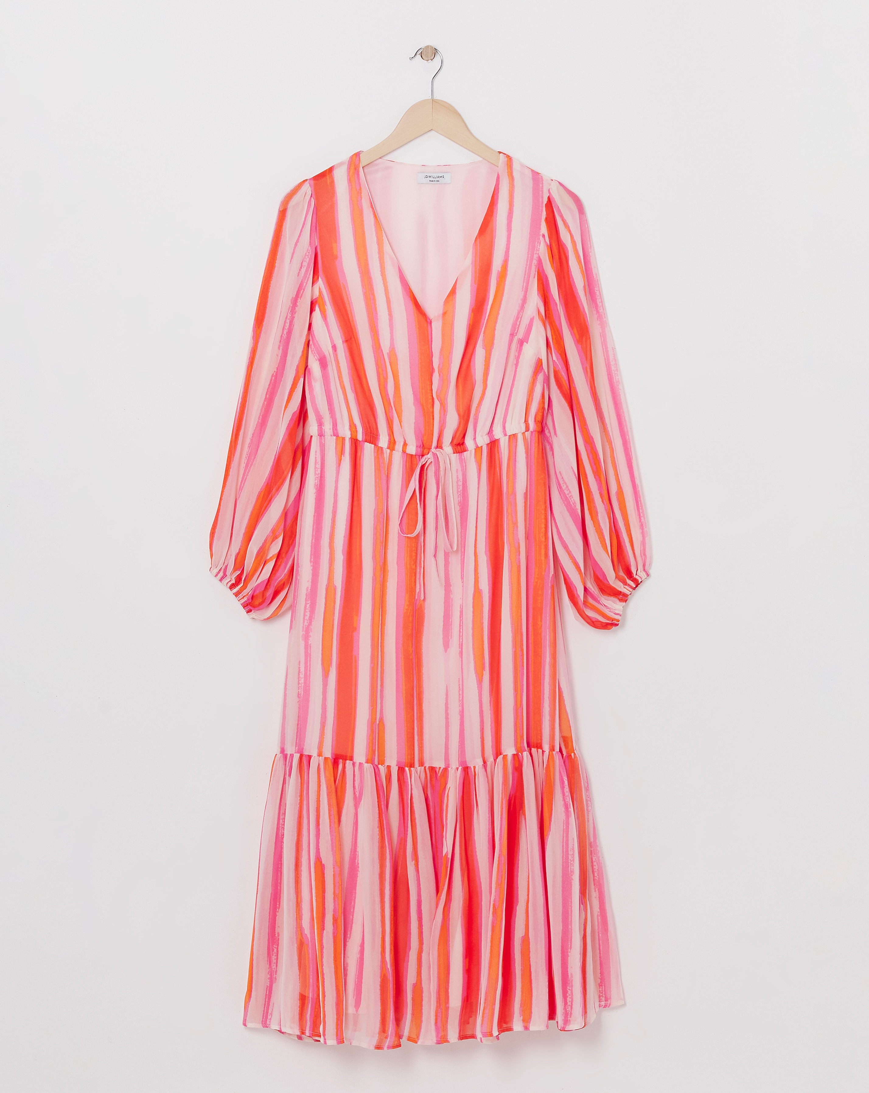 Printed Chiffon Balloon Sleeve Maxi