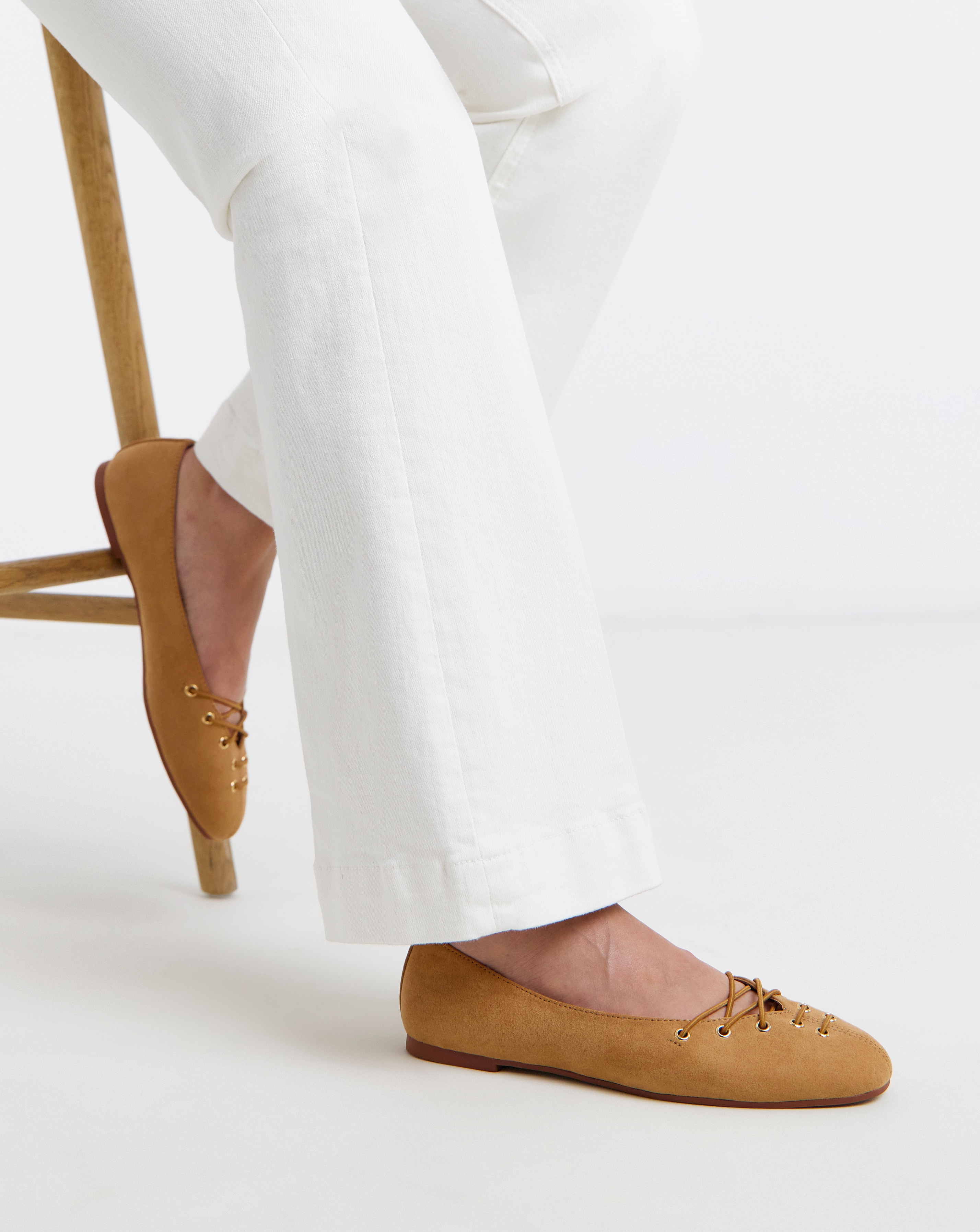 New In - Lace Front Ballerinas Extra Wide Fit