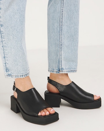 Monica Leather Slingback Block Heel Sandals Extra Wide EEE Fit Simply Comfort