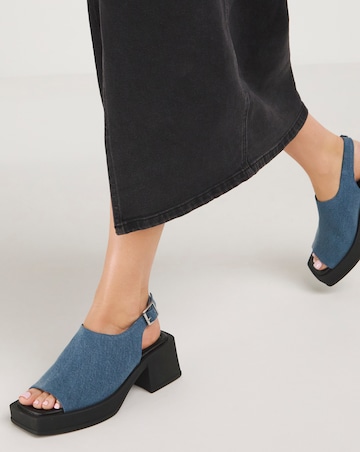 Simply Be Monica Slingback Peep Toe Block Heel Sandals - Wide Fit (E)