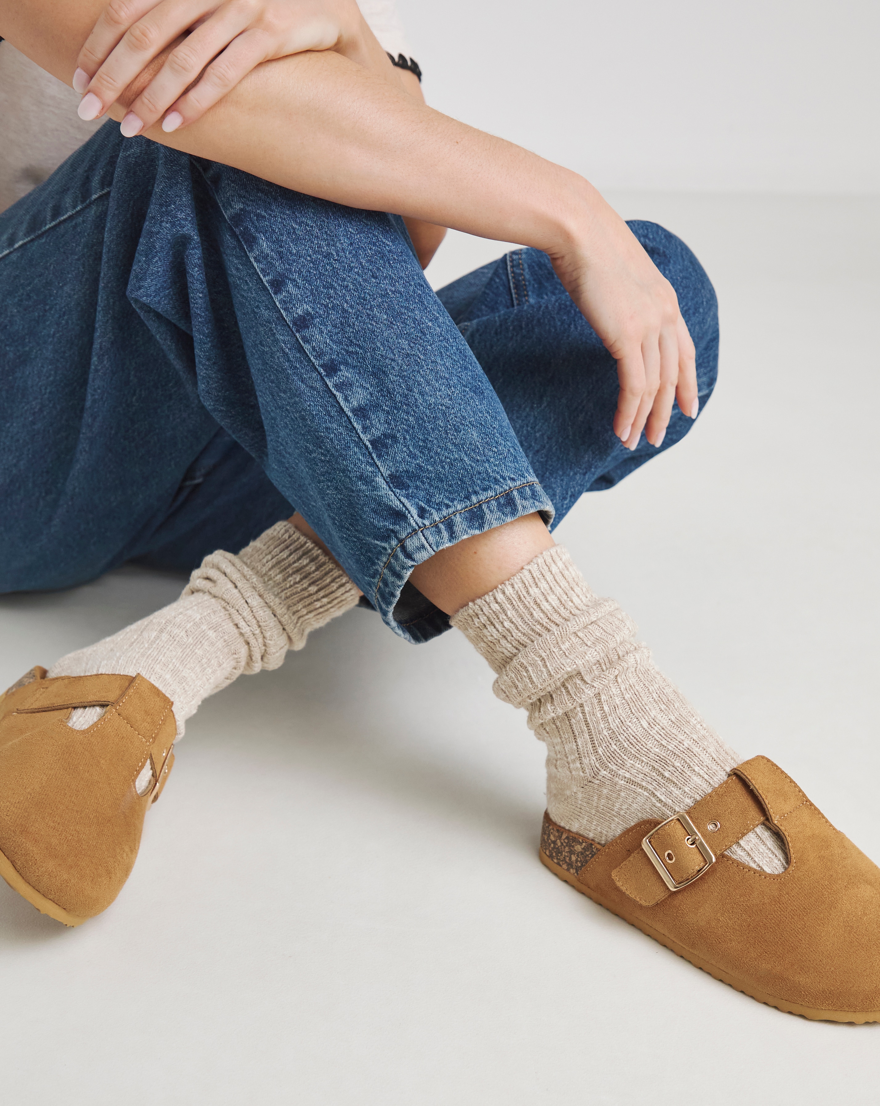 Buckle Footbed Closed Toe Mule Ex Wide