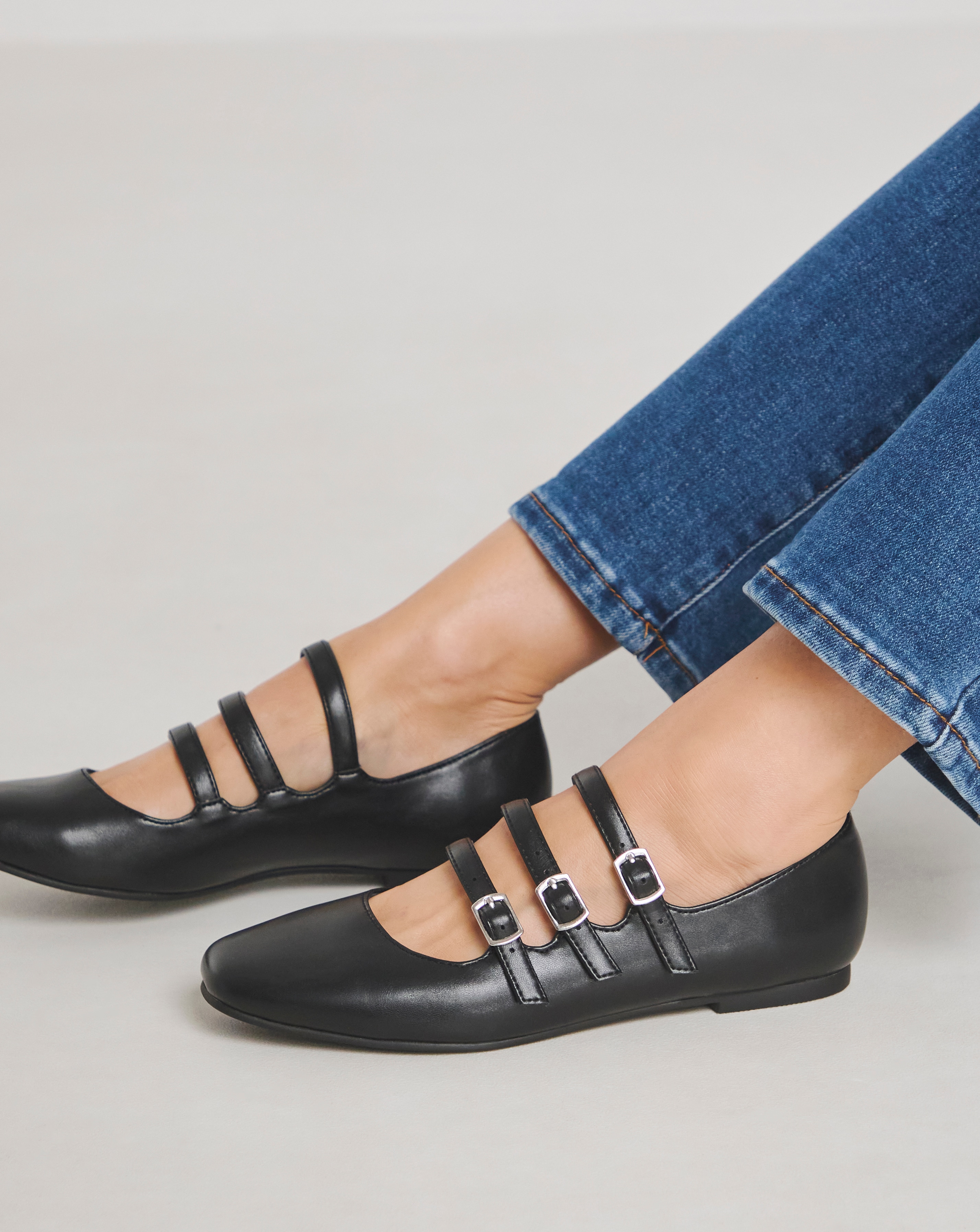 Multi Strap Mary Jane Ballerina Wide