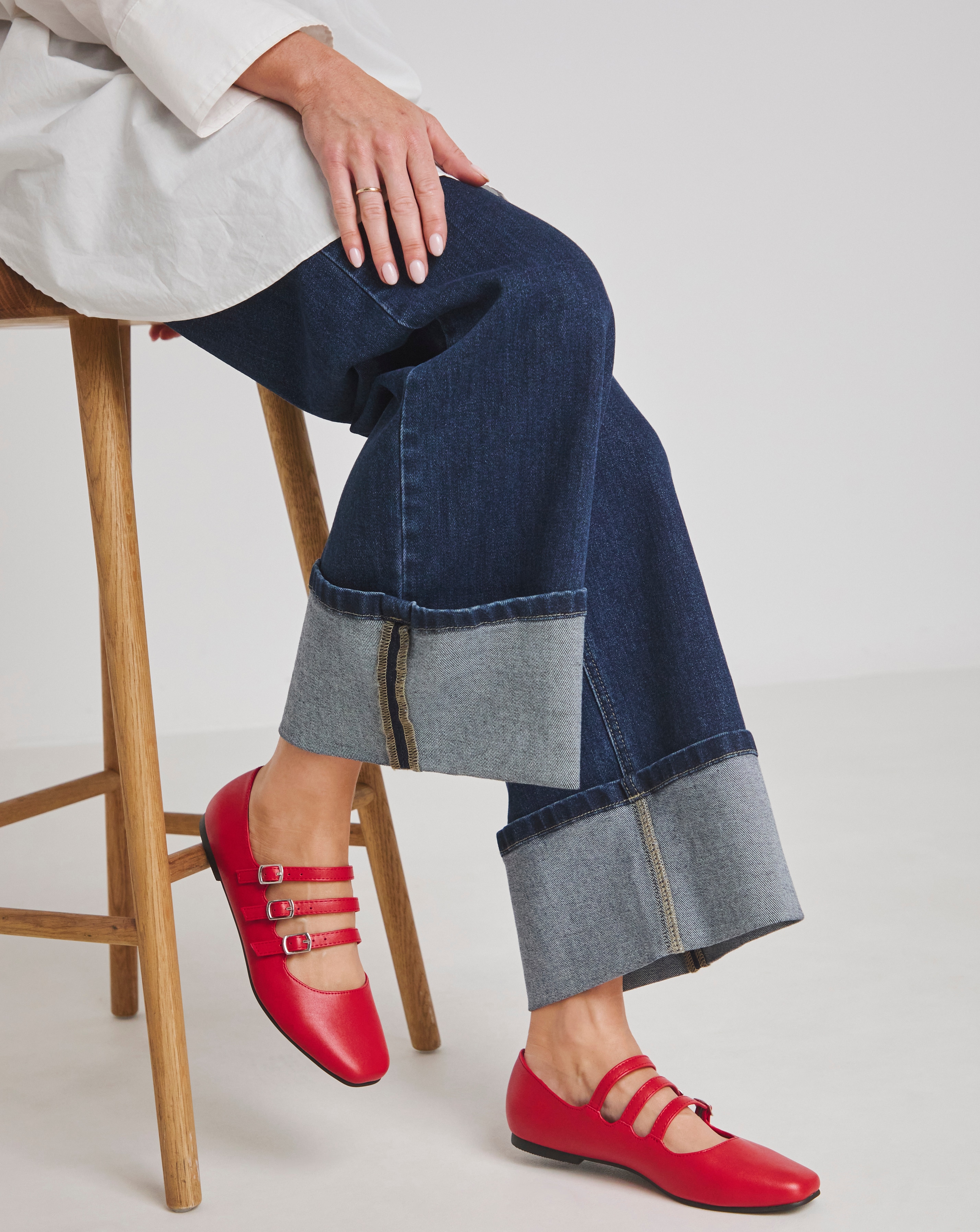 Multi Strap Mary Jane Ballerina Wide