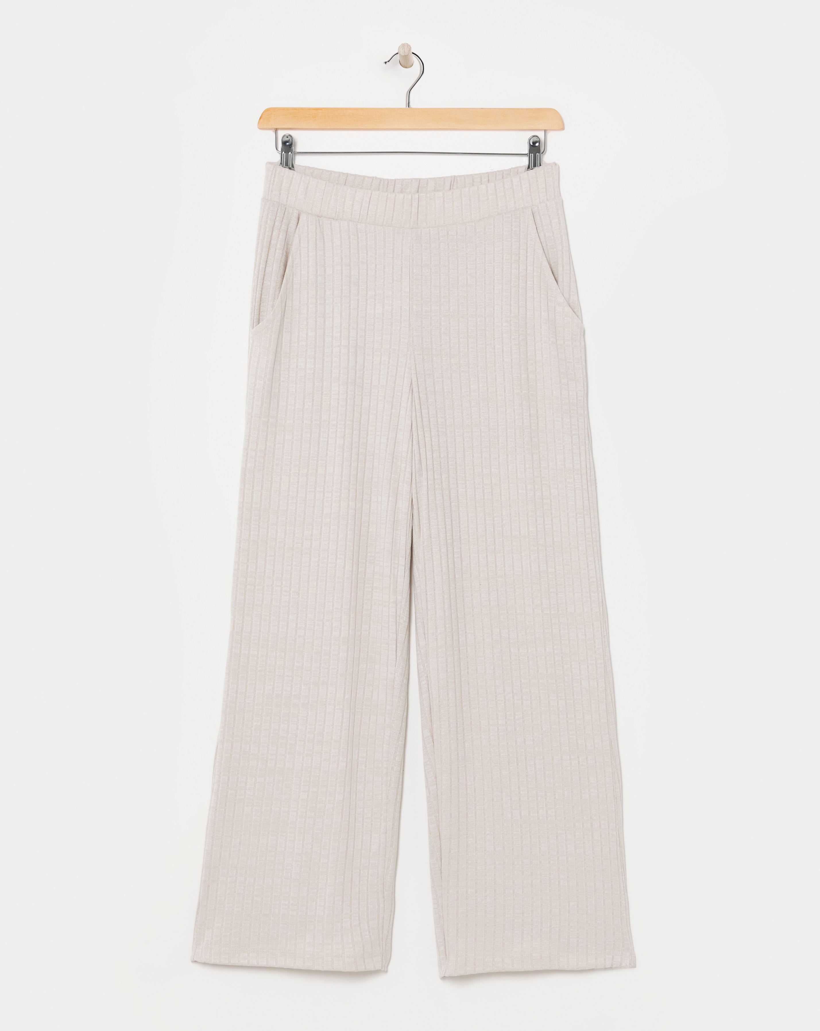 Marl Ribbed Wide Leg Joggers