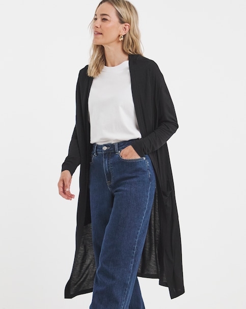 Longline Jersey Pocket Cardigan
