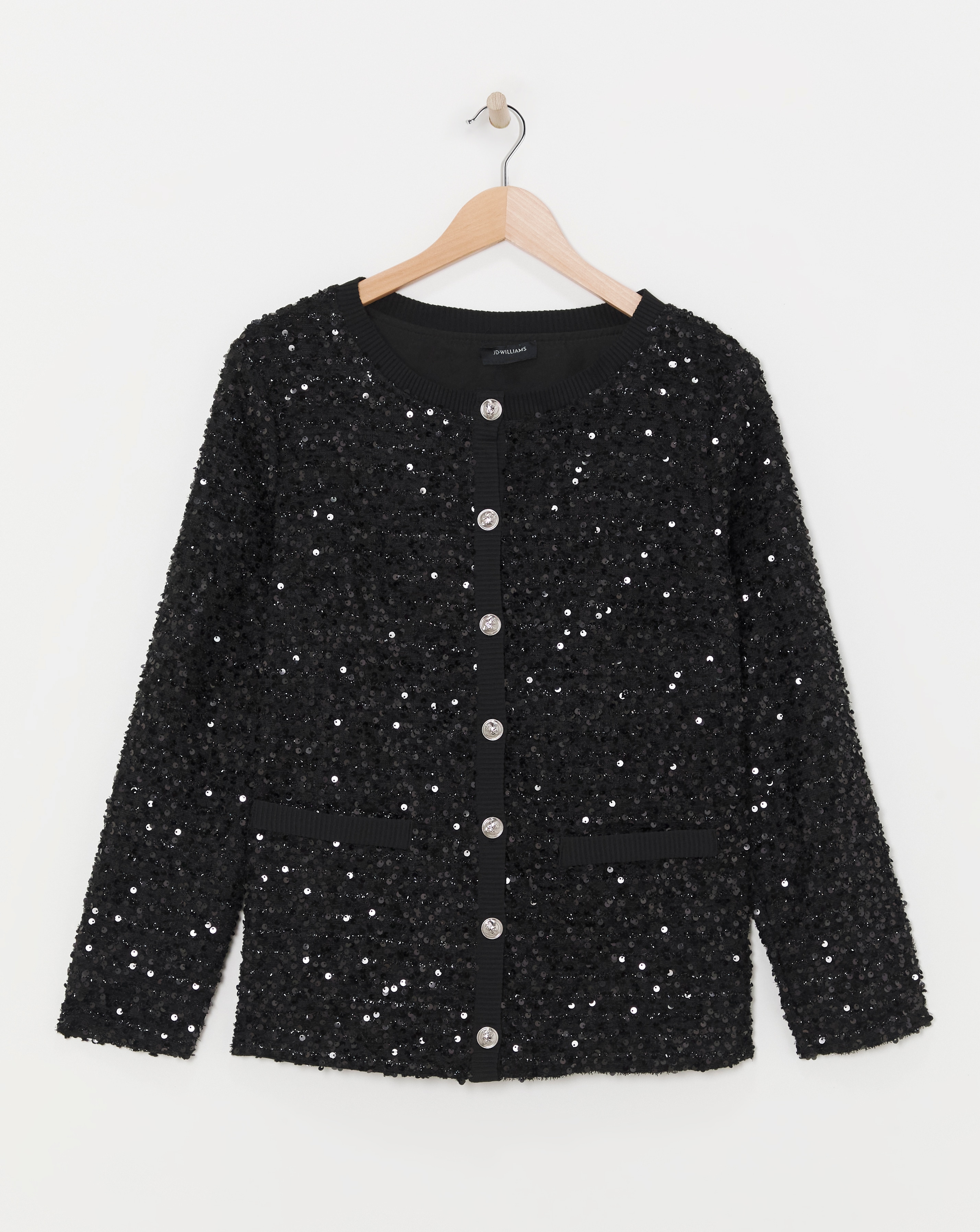 Sequin Button Front Cardigan