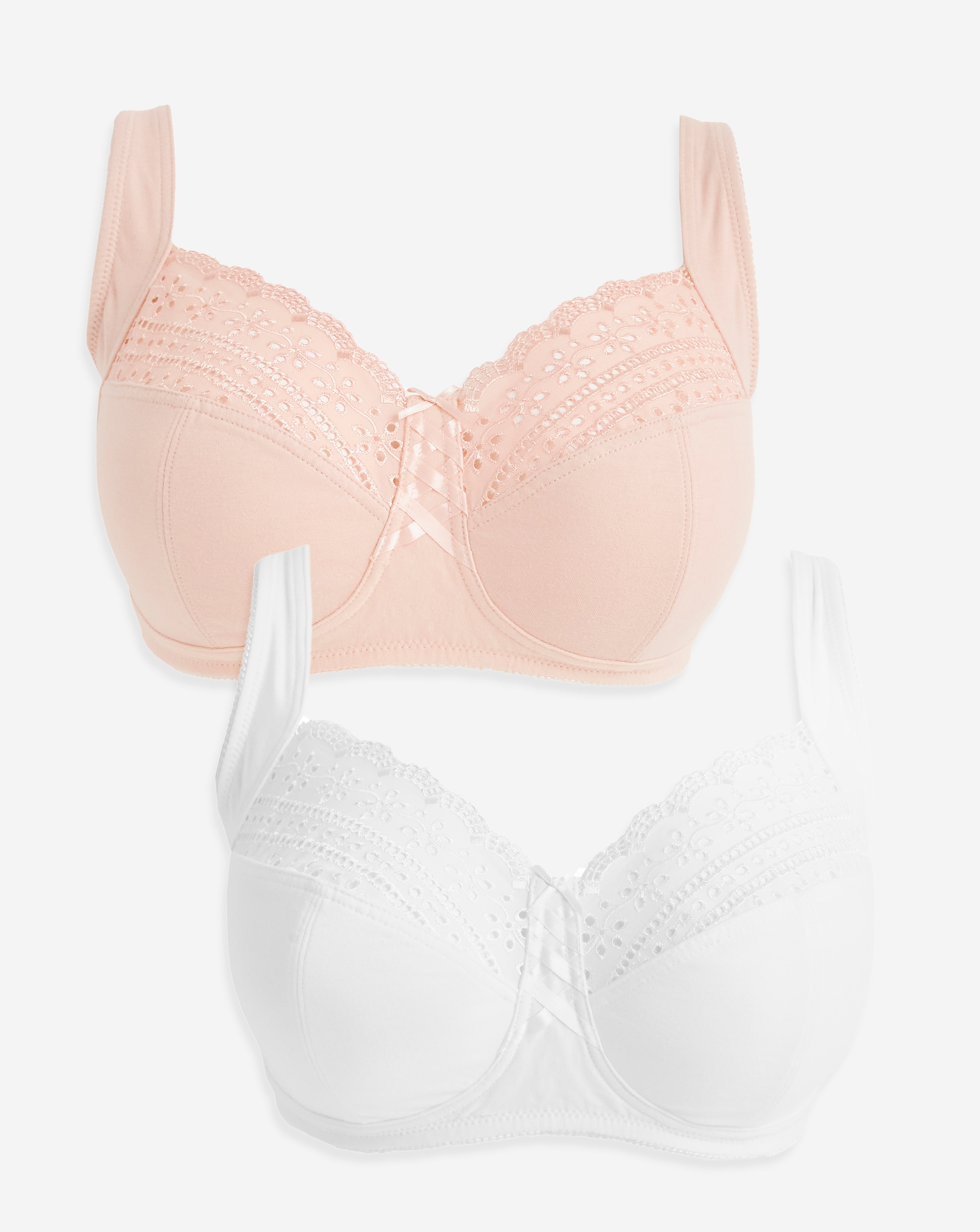 2 Pk Blush/White Jane Non Wired Bras