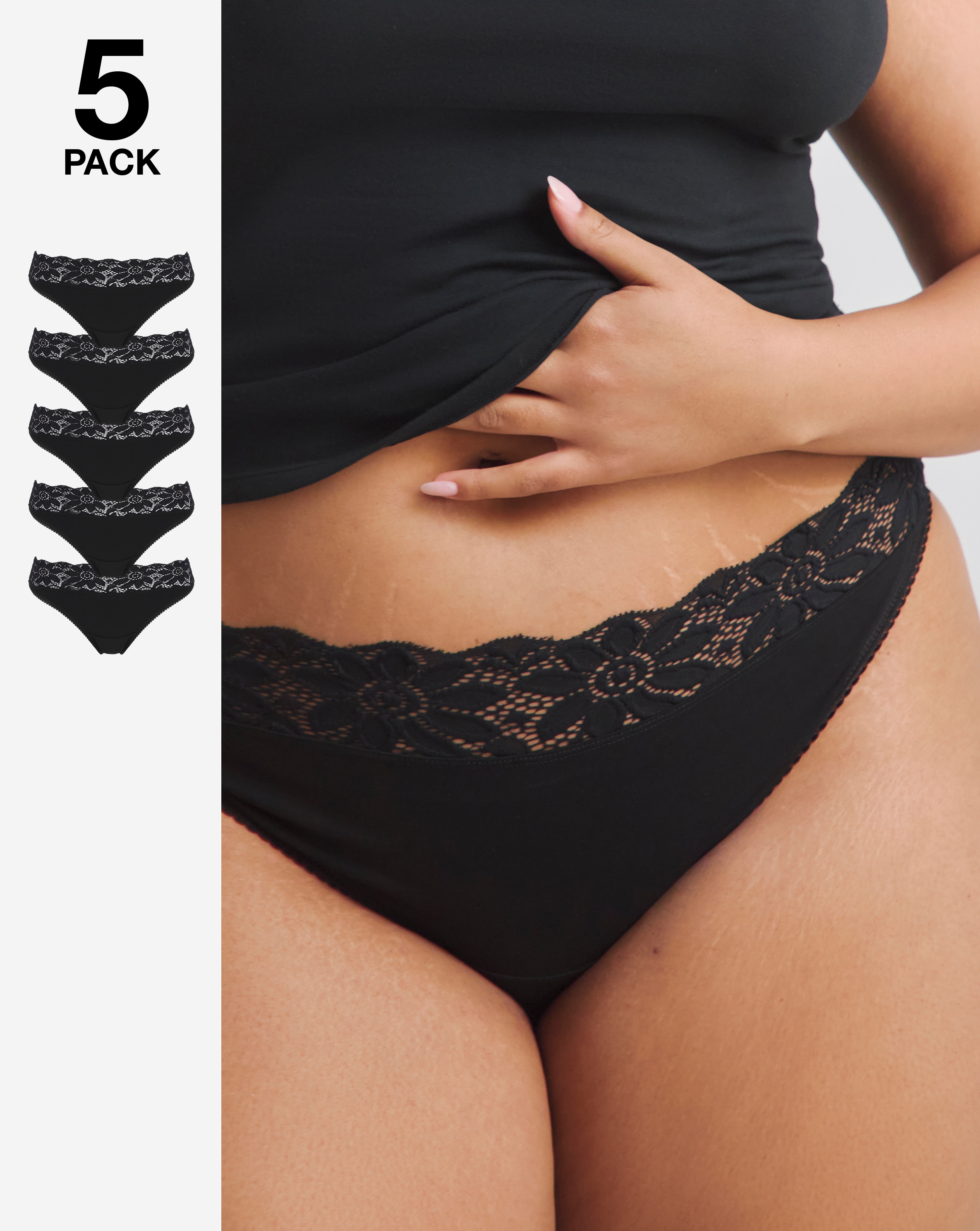 5 Pack Lace Top Thongs