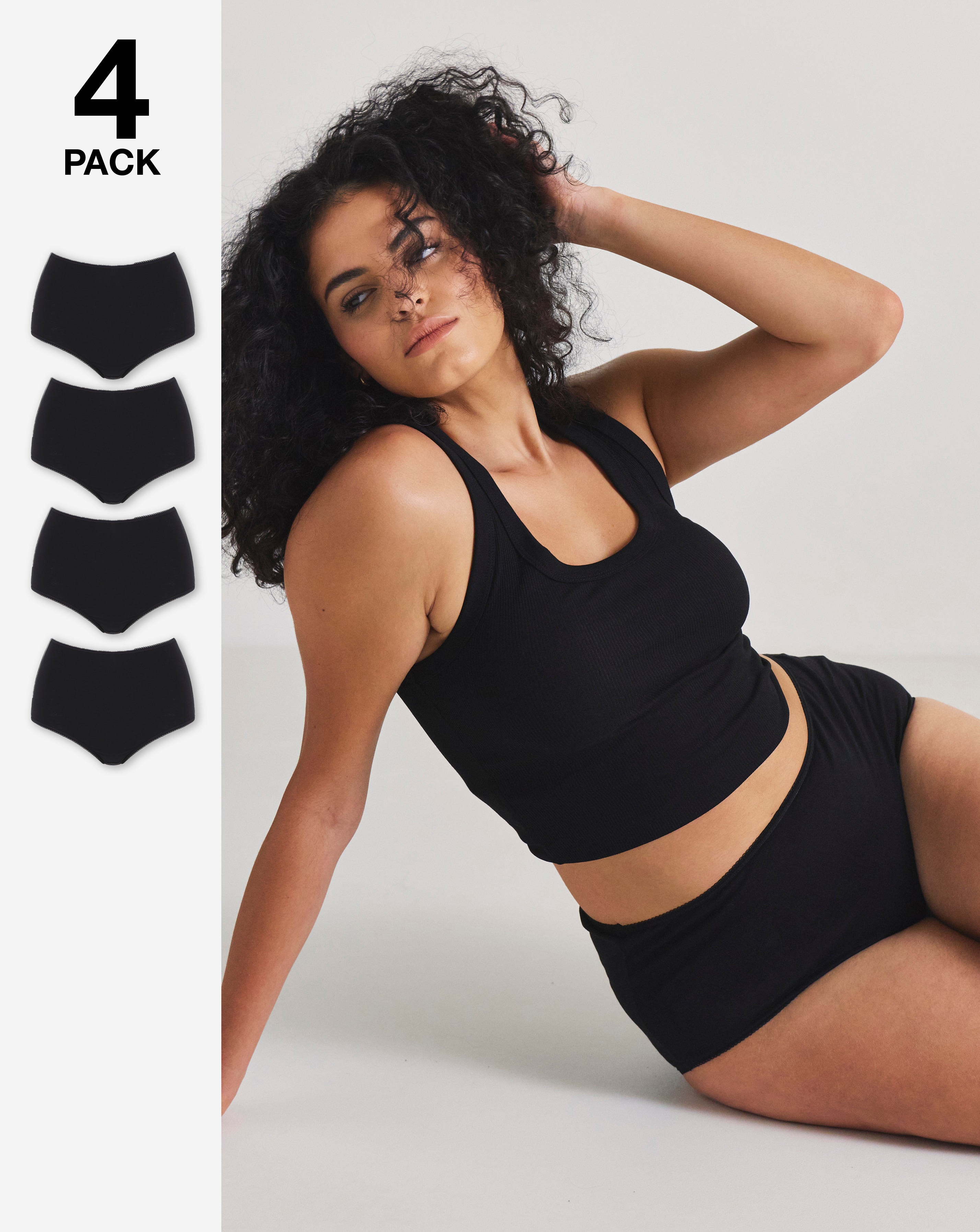 4 Pack Black Full Fit Knickers