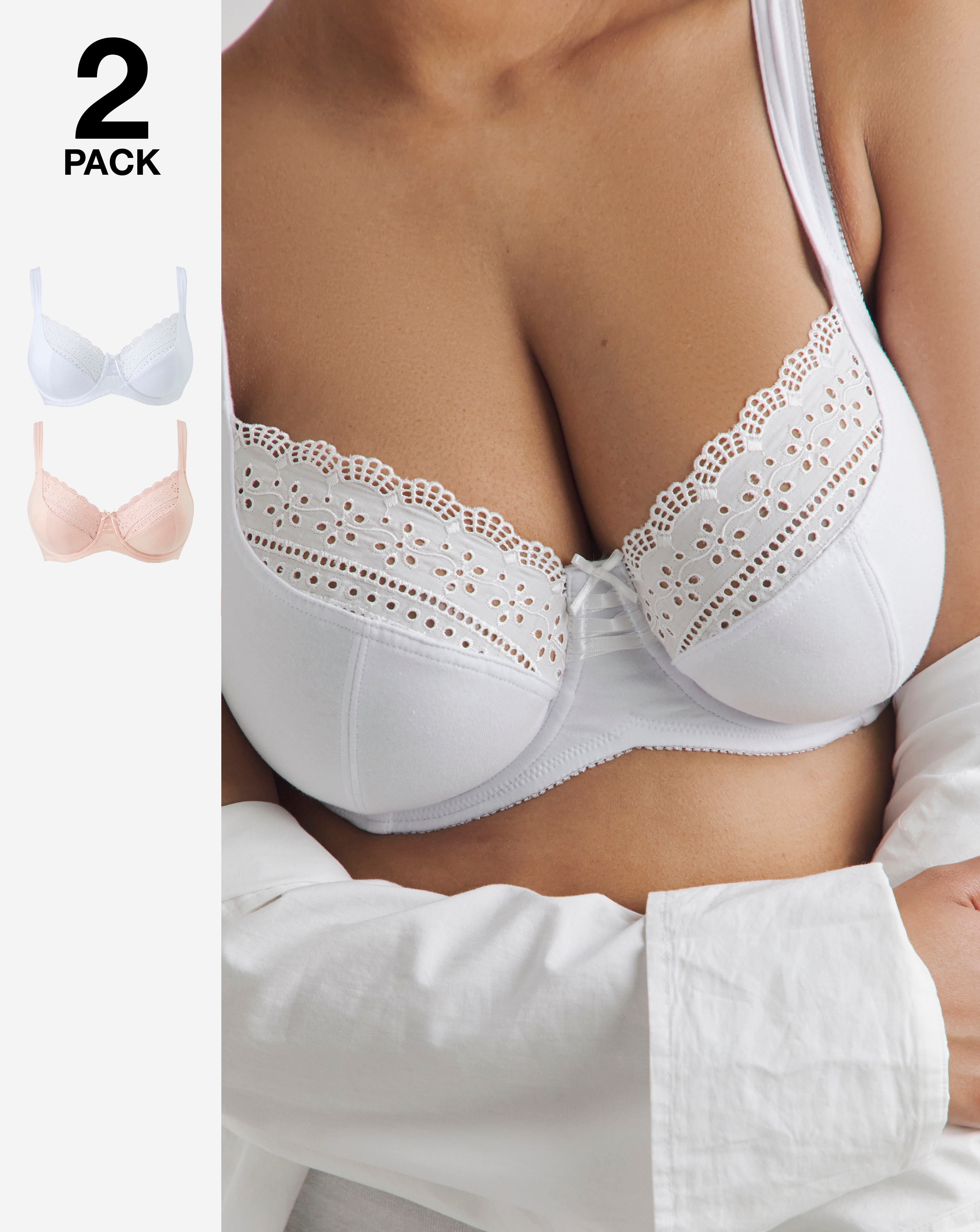 2 Pack Jane Full Cup Blush/White Bras