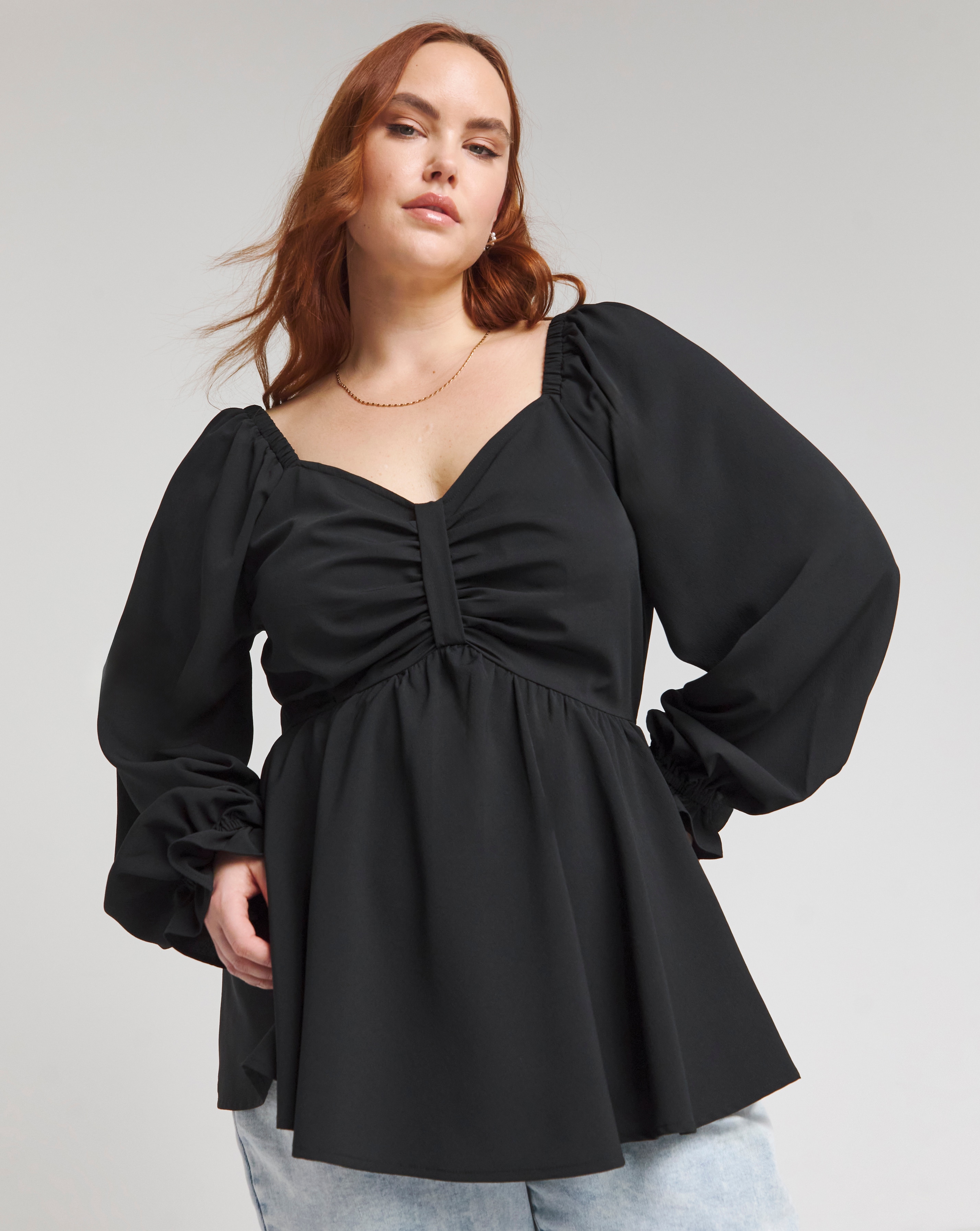 Black Bow Front Blouse