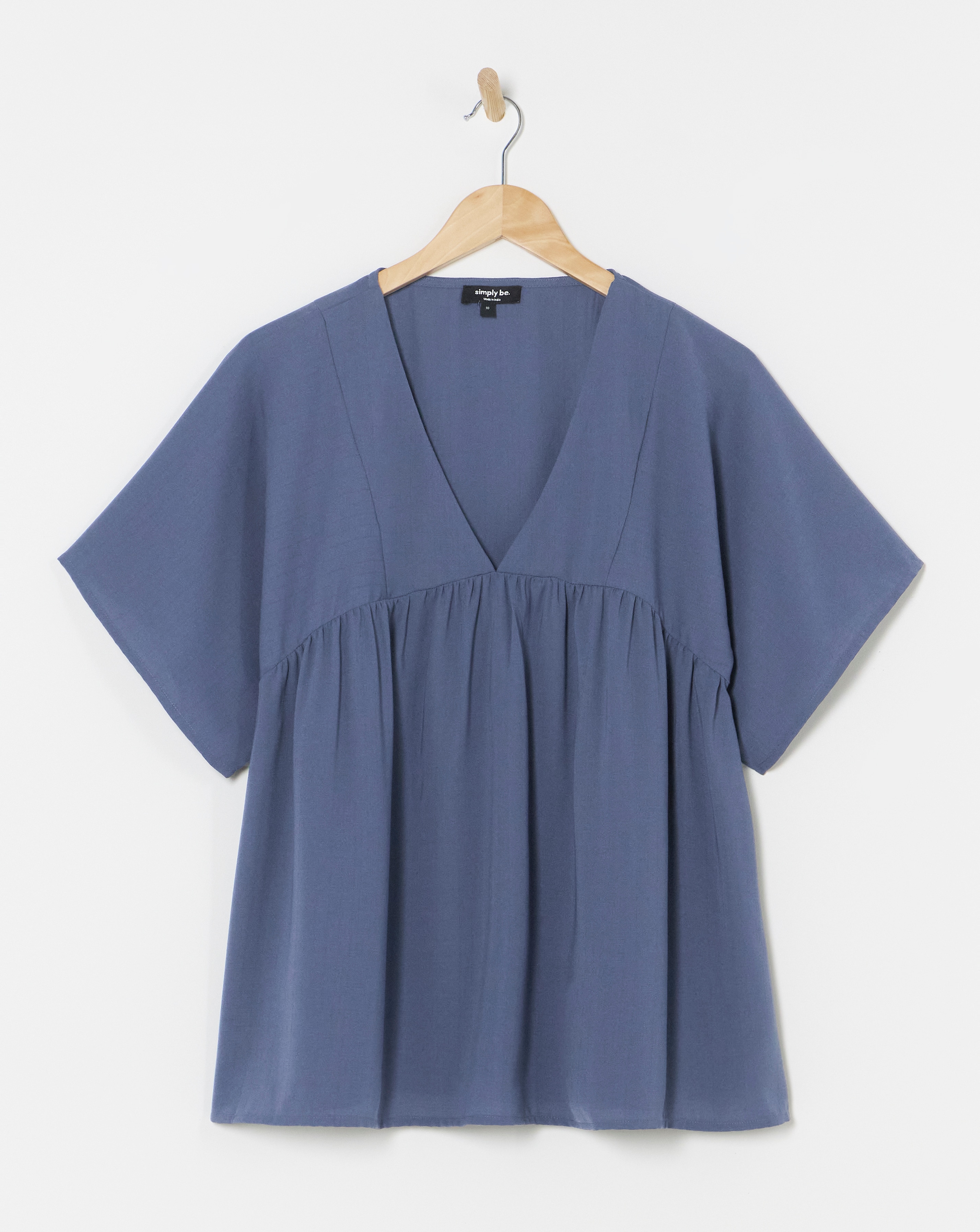 Petrol Blue V Neck Smock Top