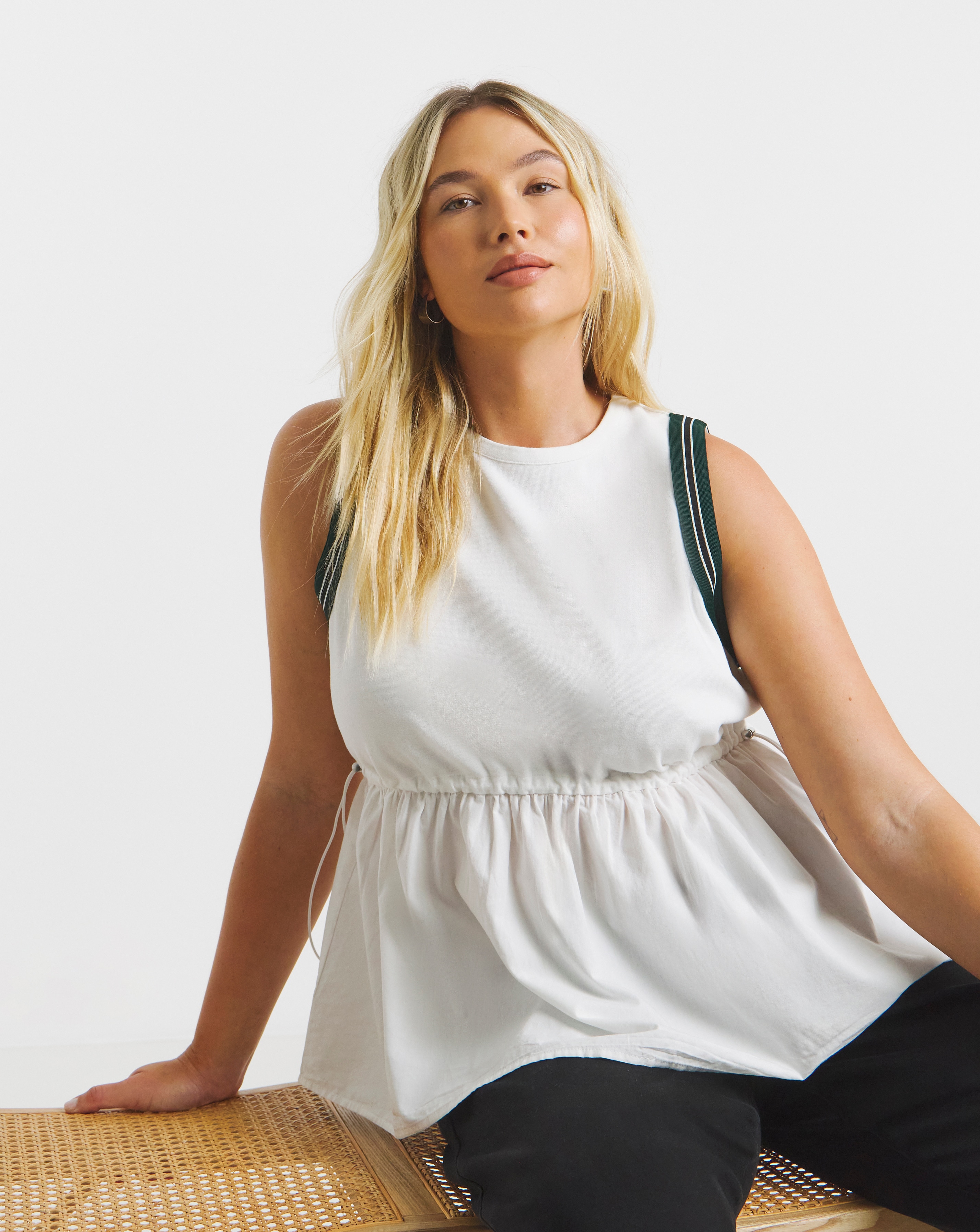 Side Stripe Jersey Mix Tank Top