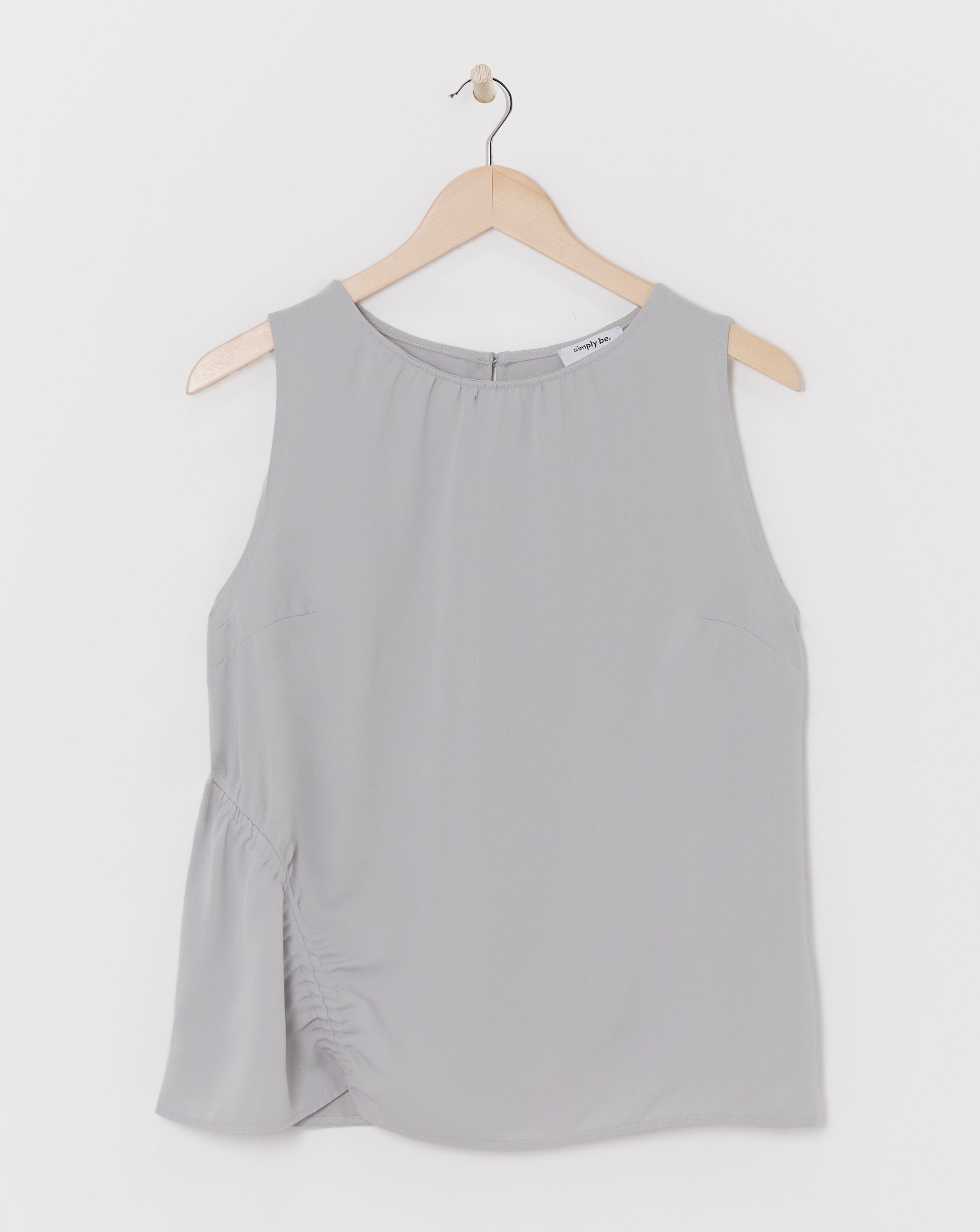 Light Grey Ruched Sleeveless Blouse