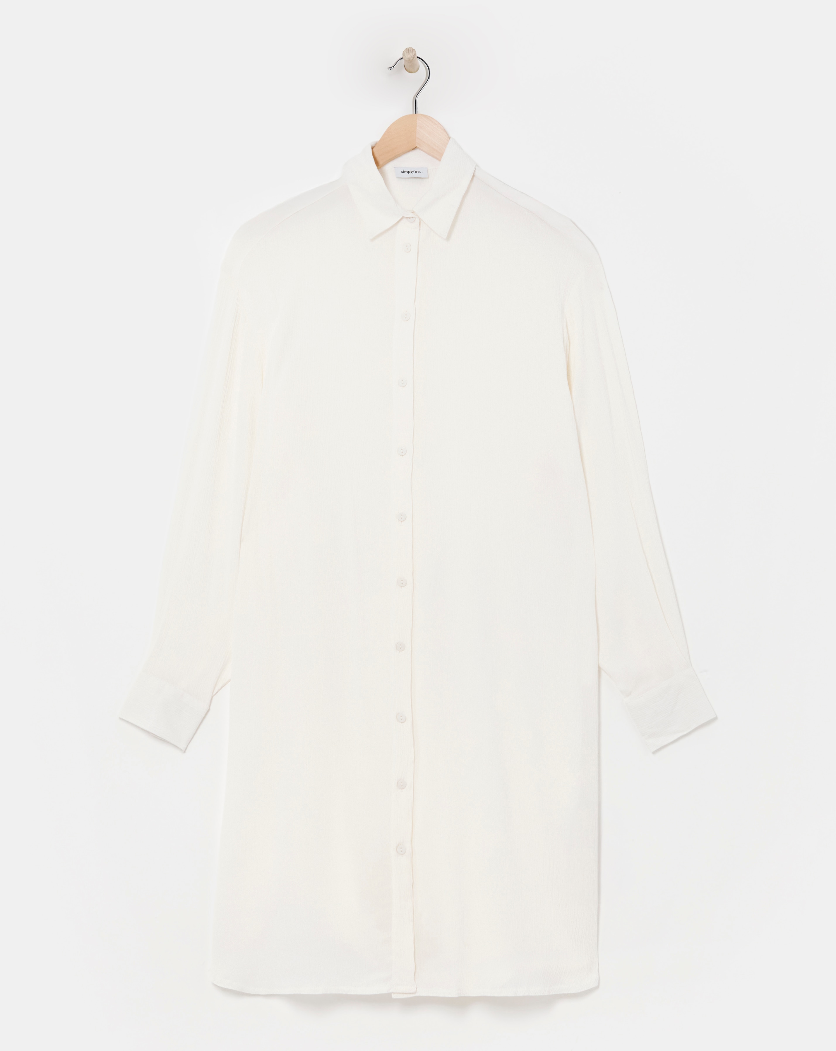 Ecru Longline Crinkle Shirt