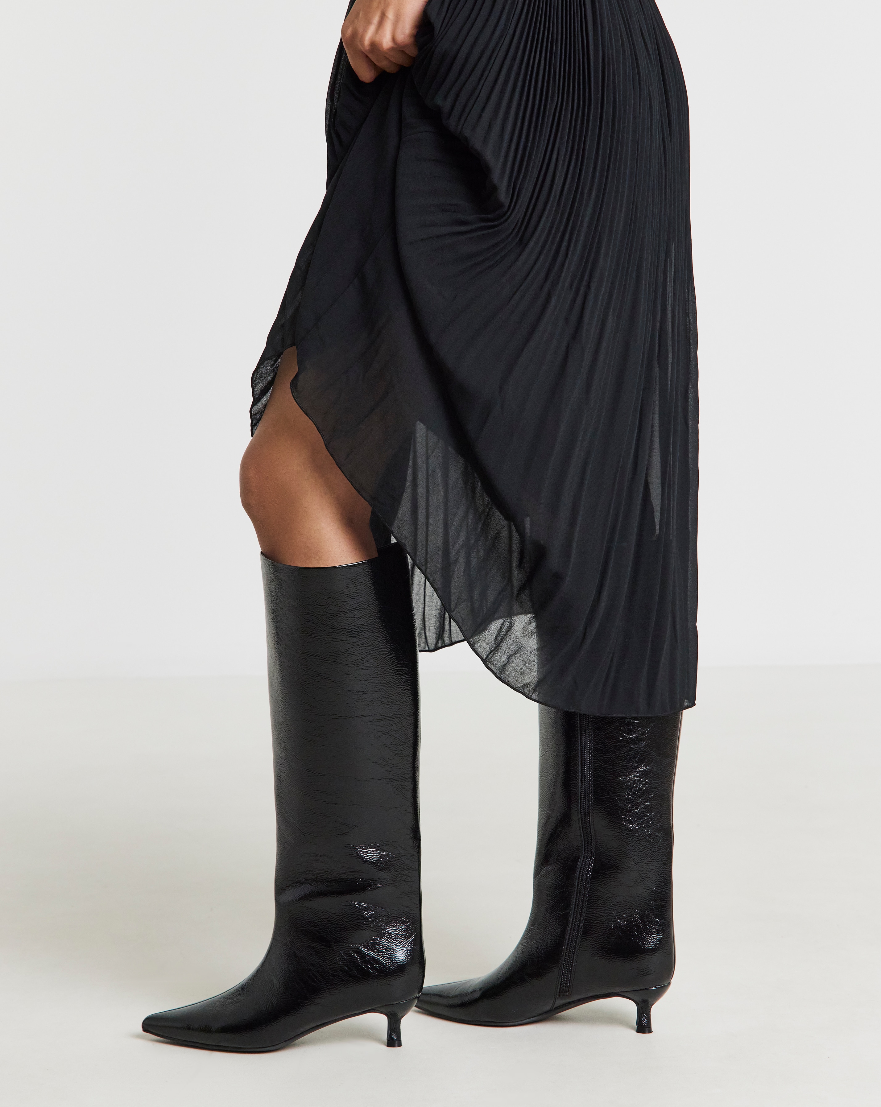 Kitten Heel Straight Boots Wide Curvy