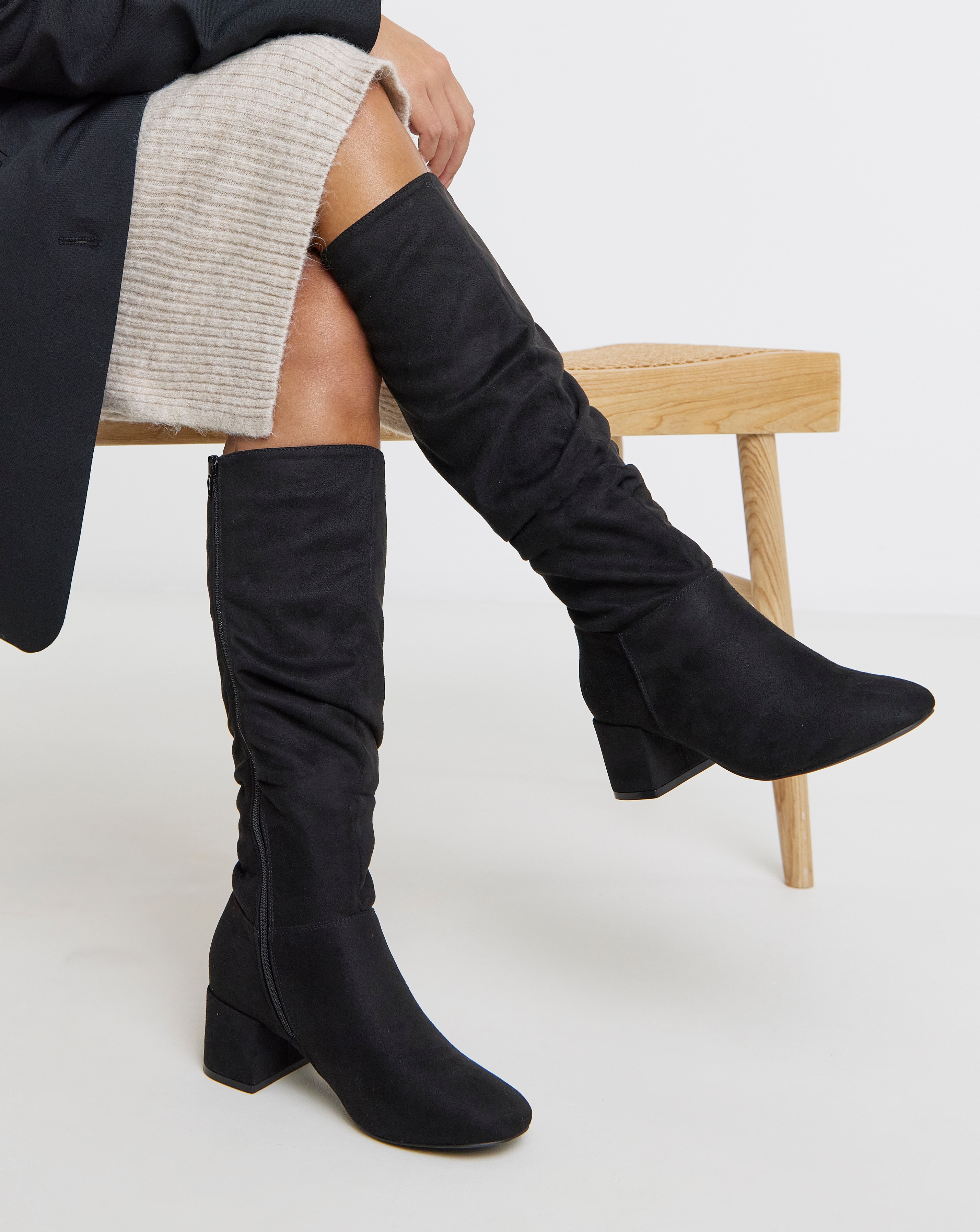 Knee High Block Heel Boot Ex Wide SC