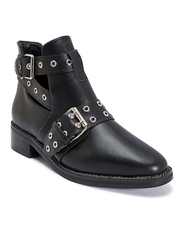 Buckle Cut Out Ankle Boots - Standard Fit (D)