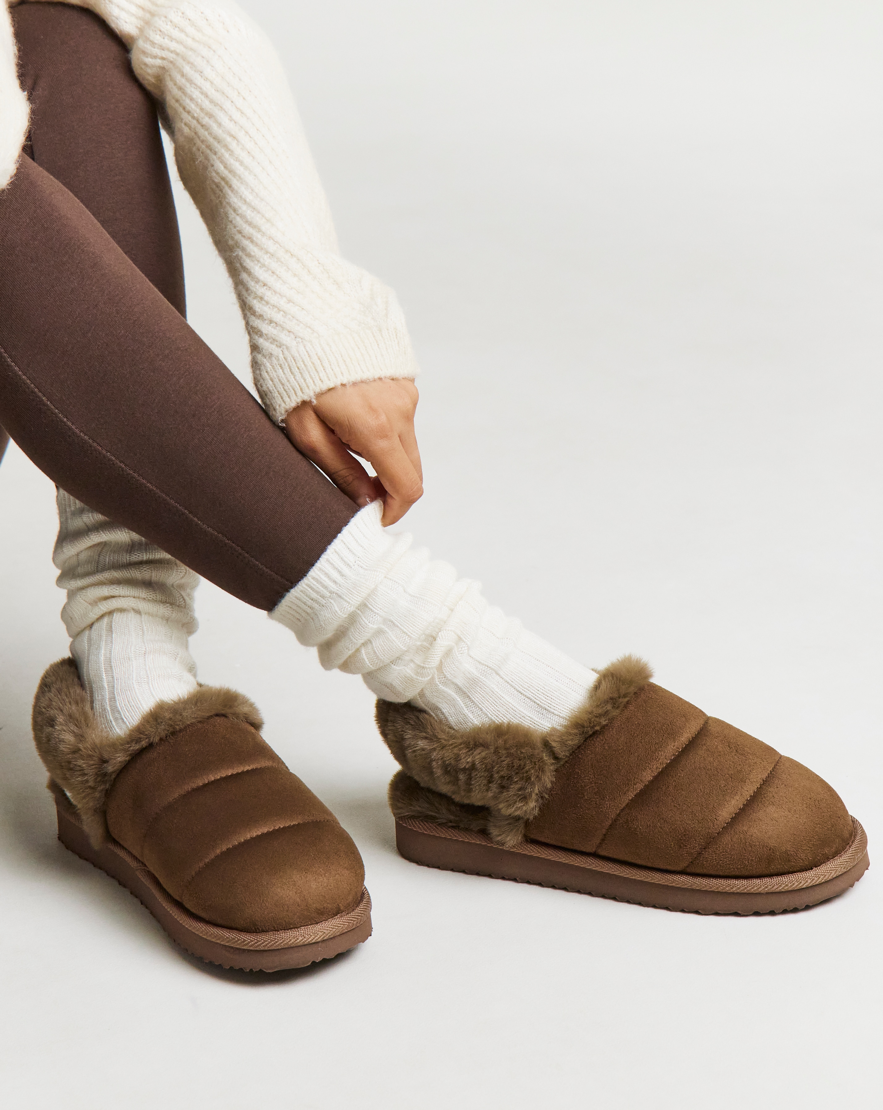 Slingback Fluffy Slipper Wide