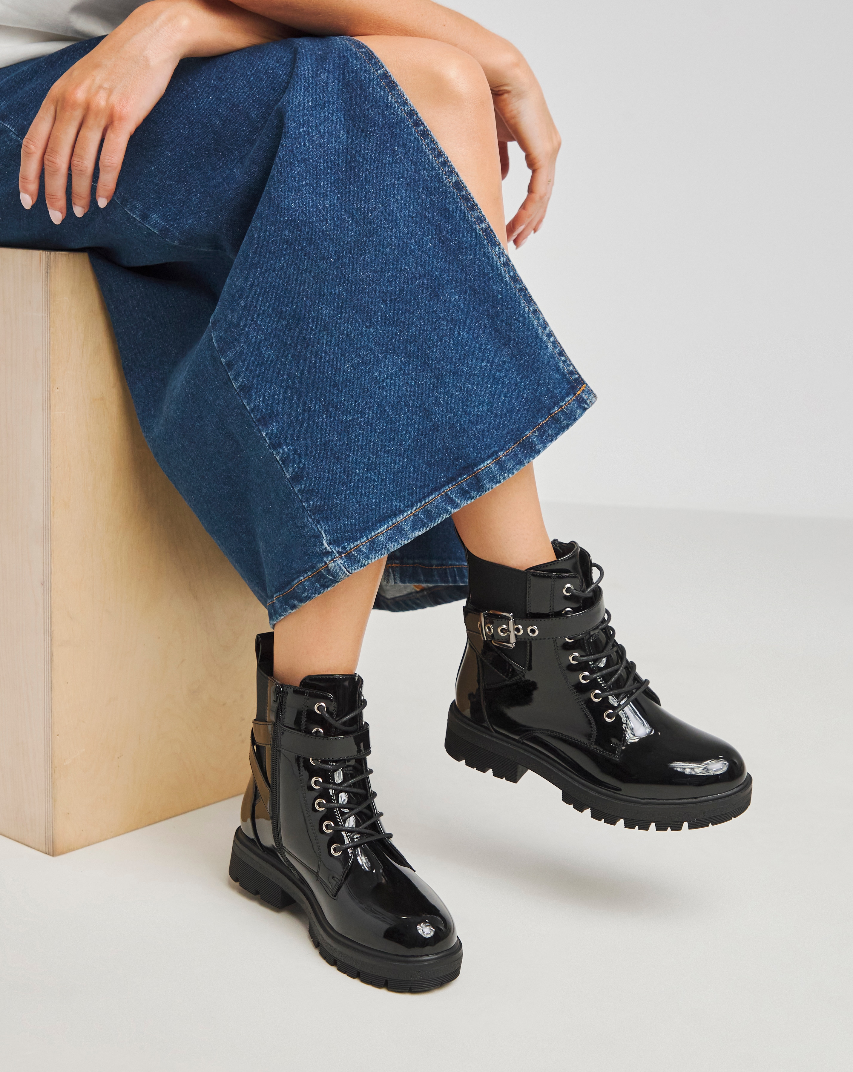Lace Up Utility Ankle Boot Extra Wide