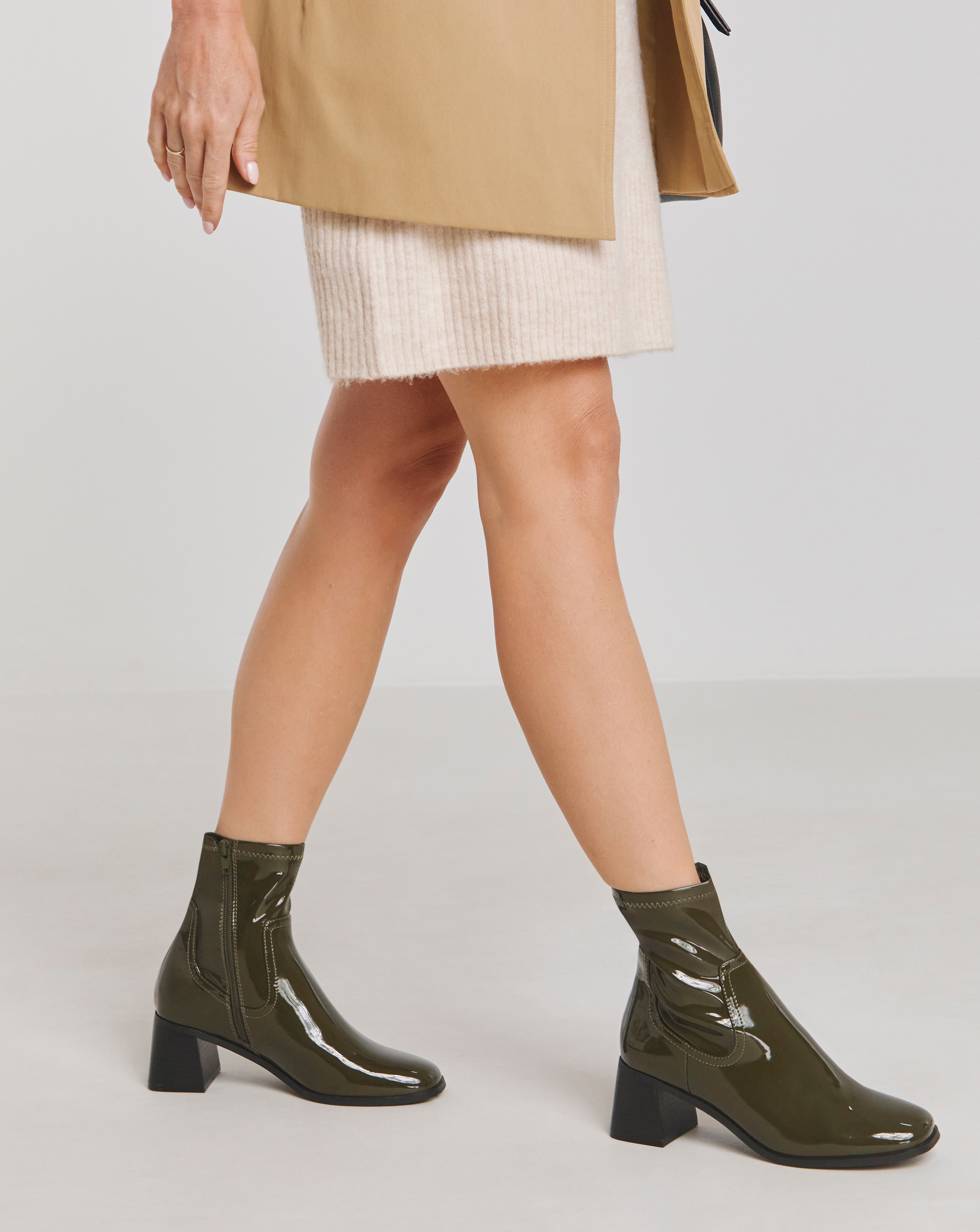 Block Heel Stretch Ankle Boots Wide