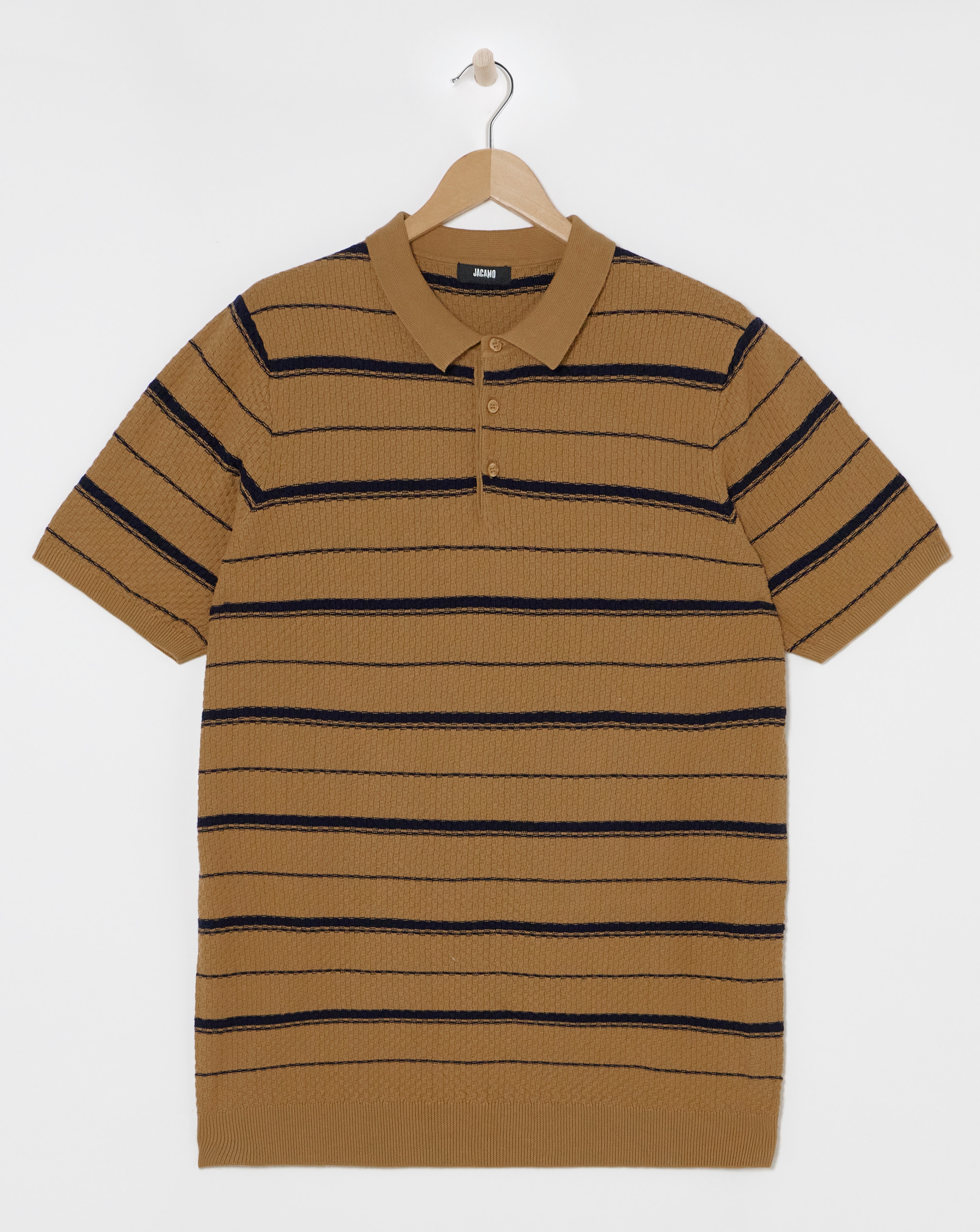 Textured Stripe Knitted Polo