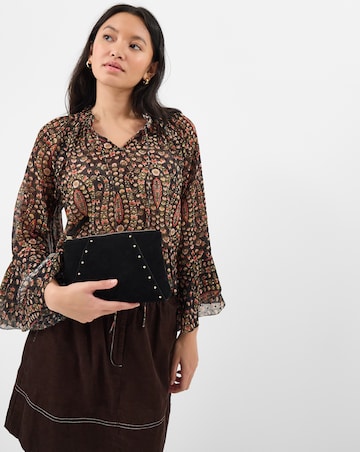 Accessorize Stud Suede Clutch Bag