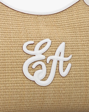 Emporio Armani Woven Straw Medium Natural White Shopper Bag