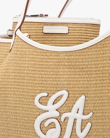 Emporio Armani Woven Straw Medium Natural White Shopper Bag