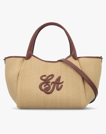 Emporio Armani Woven Straw Medium Natural Tan Shopper Bag