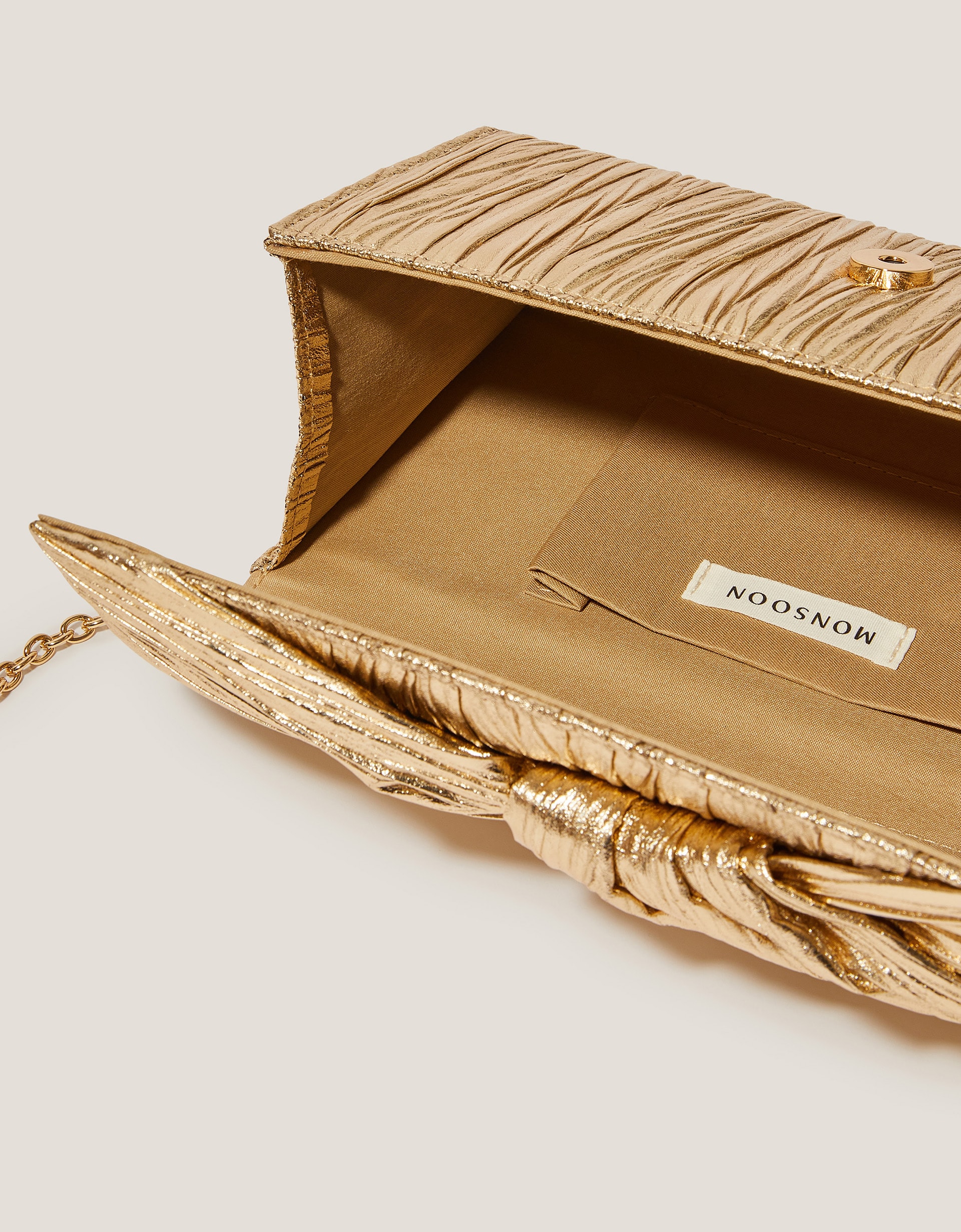 Monsoon Mia Pleated Metallic Clutch Bag