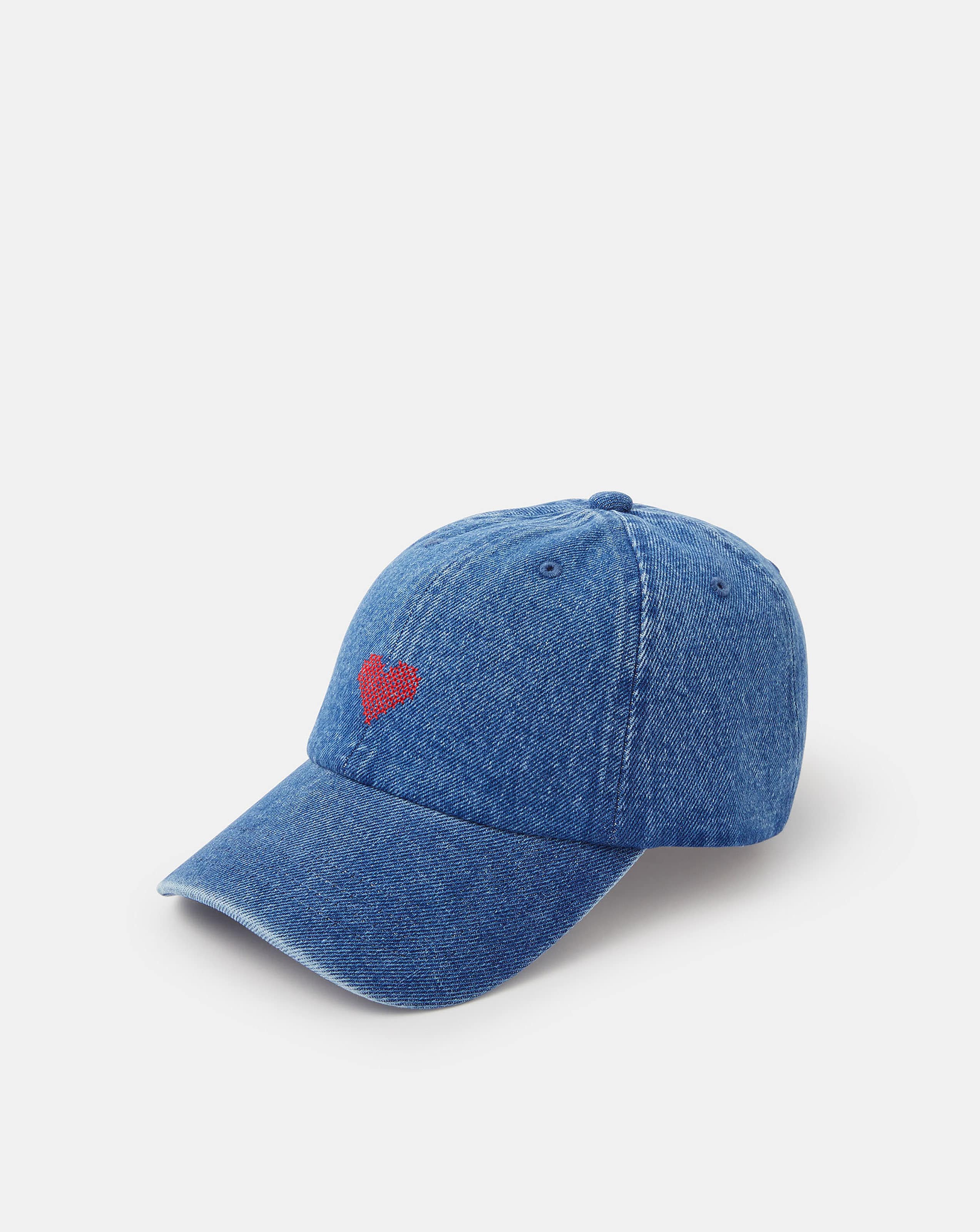 New In - Accessorize Heart Denim Baseball Cap