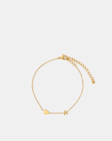 Accessorize SS Heart Initial Bracelet