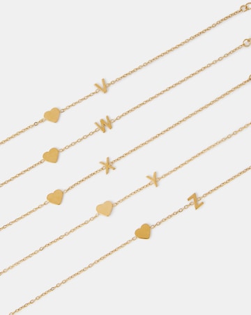 Accessorize SS Heart Initial Bracelet