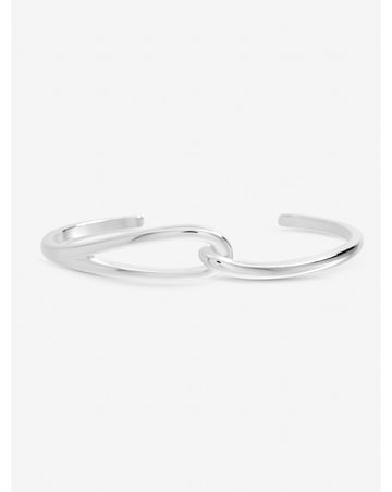 Inicio Sterling Silver Plated Polished Open Link Cuff - Gift Pouch