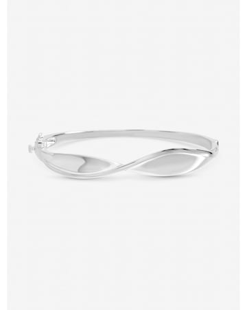 Inicio Sterling Silver Plated Polished Wave Bangle - Gift Pouch