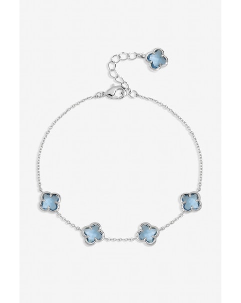 Inicio Sterling Silver Plated Light Sapphire Clover Bracelet - Gift Pouch