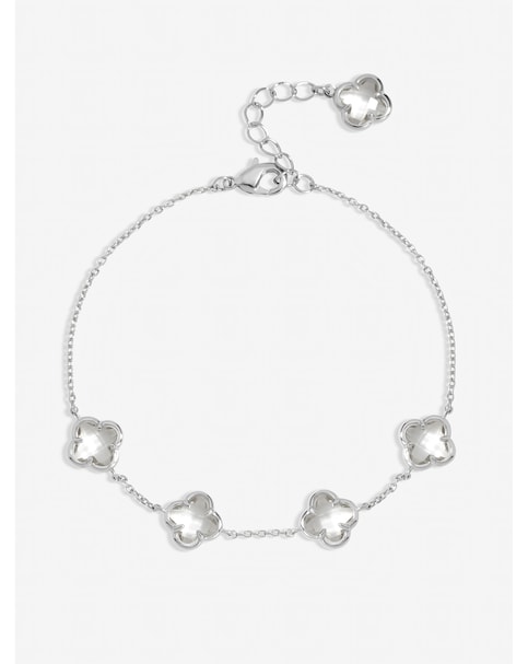 Inicio Sterling Silver Plated Crystal Clover Bracelet - Gift Pouch