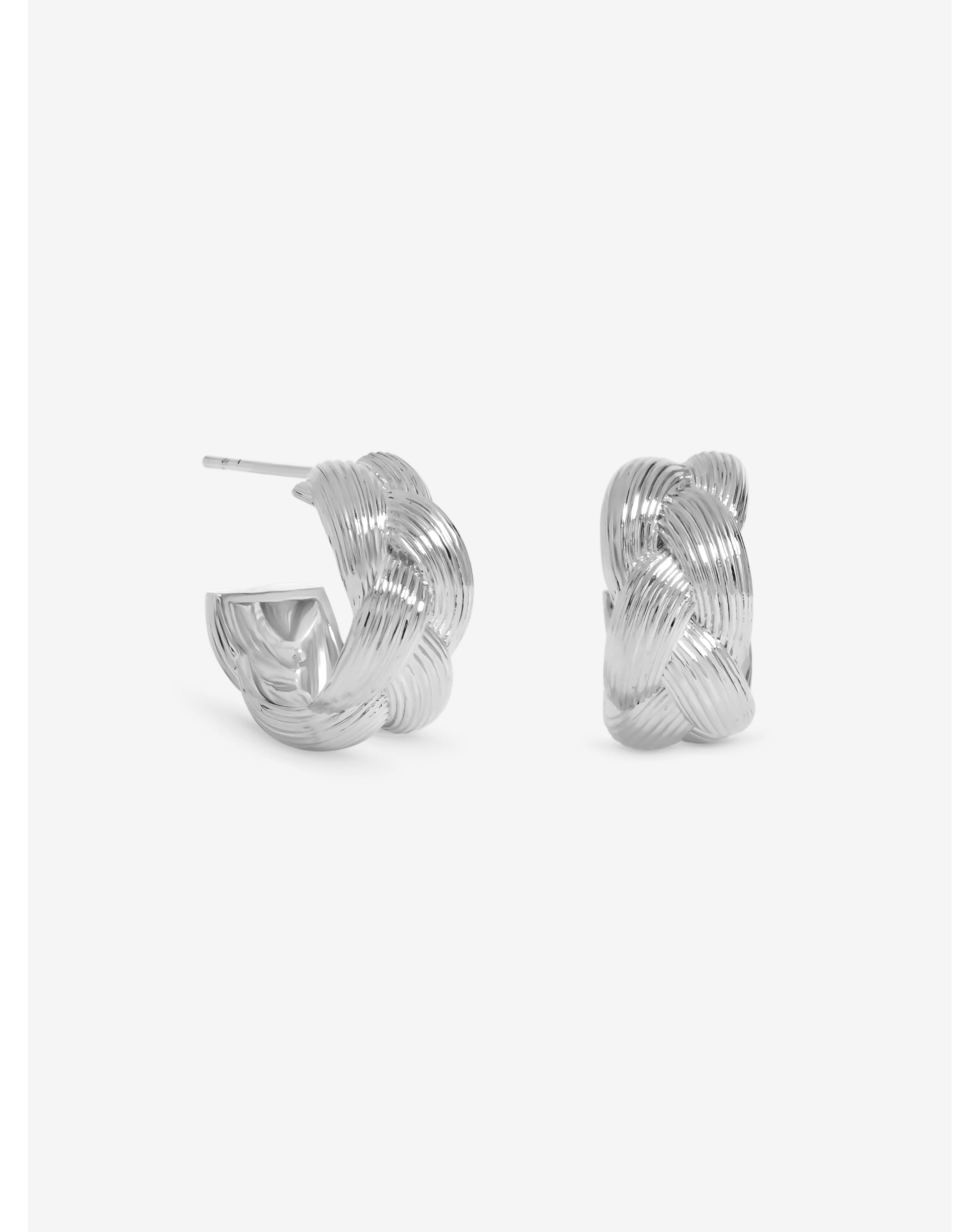 New In - Silver Plated Satin Braided Hoops