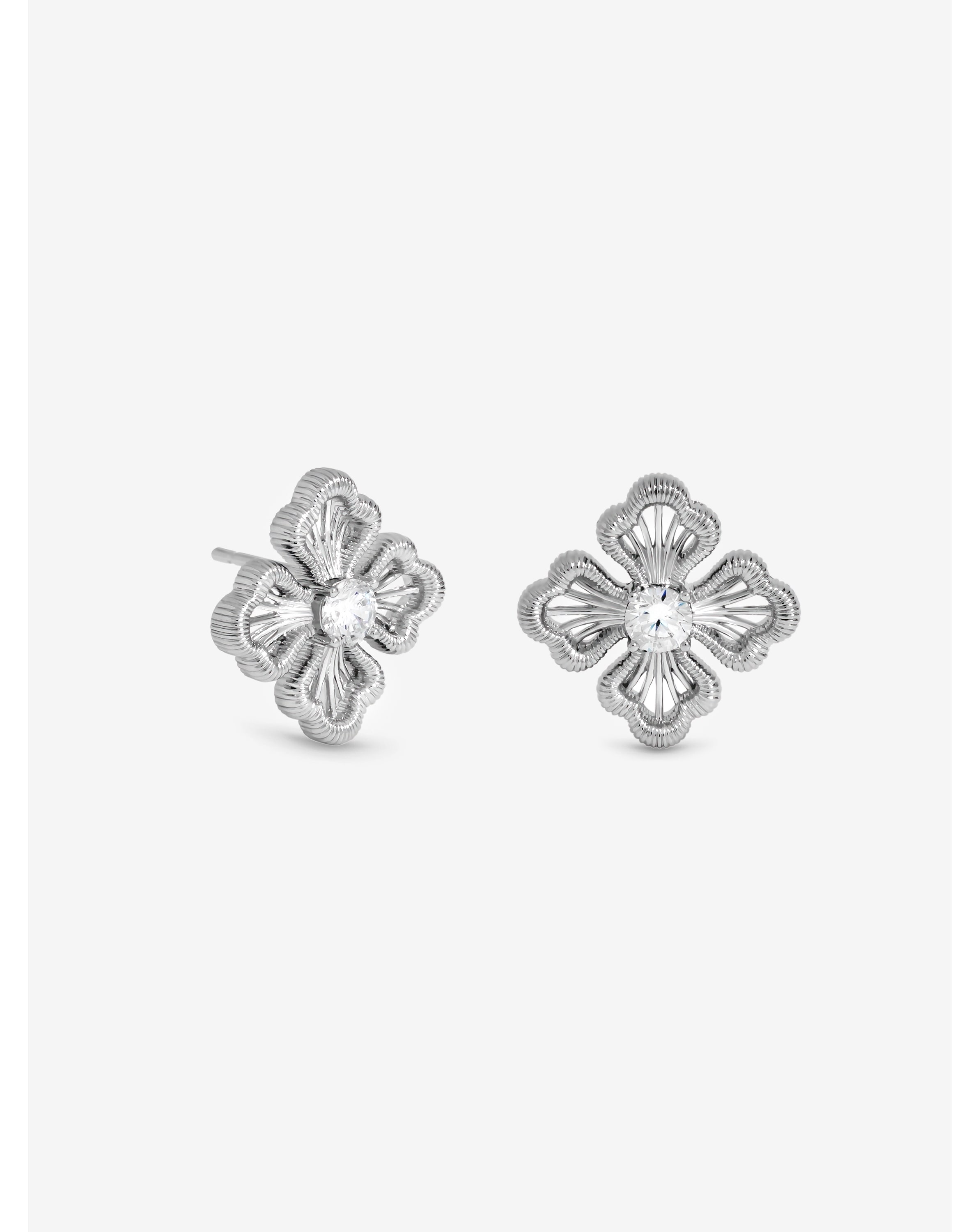 New In - Silver Plated Satin Clover Studs