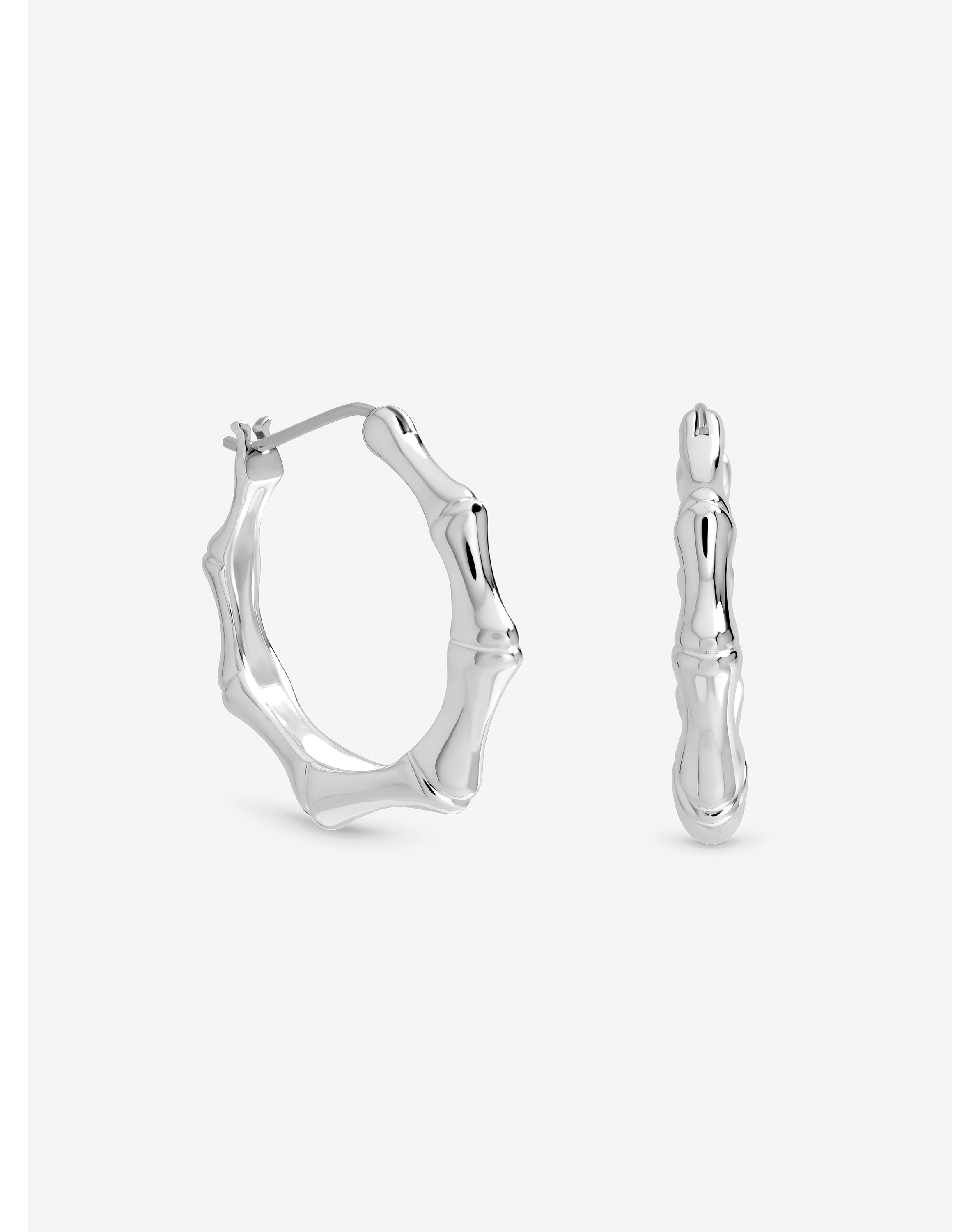 New In - Sterling Silver Plated Bamboo Hoops