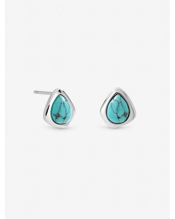 Inicio Sterling Silver Plated Turquoise Polished Stud Earrings