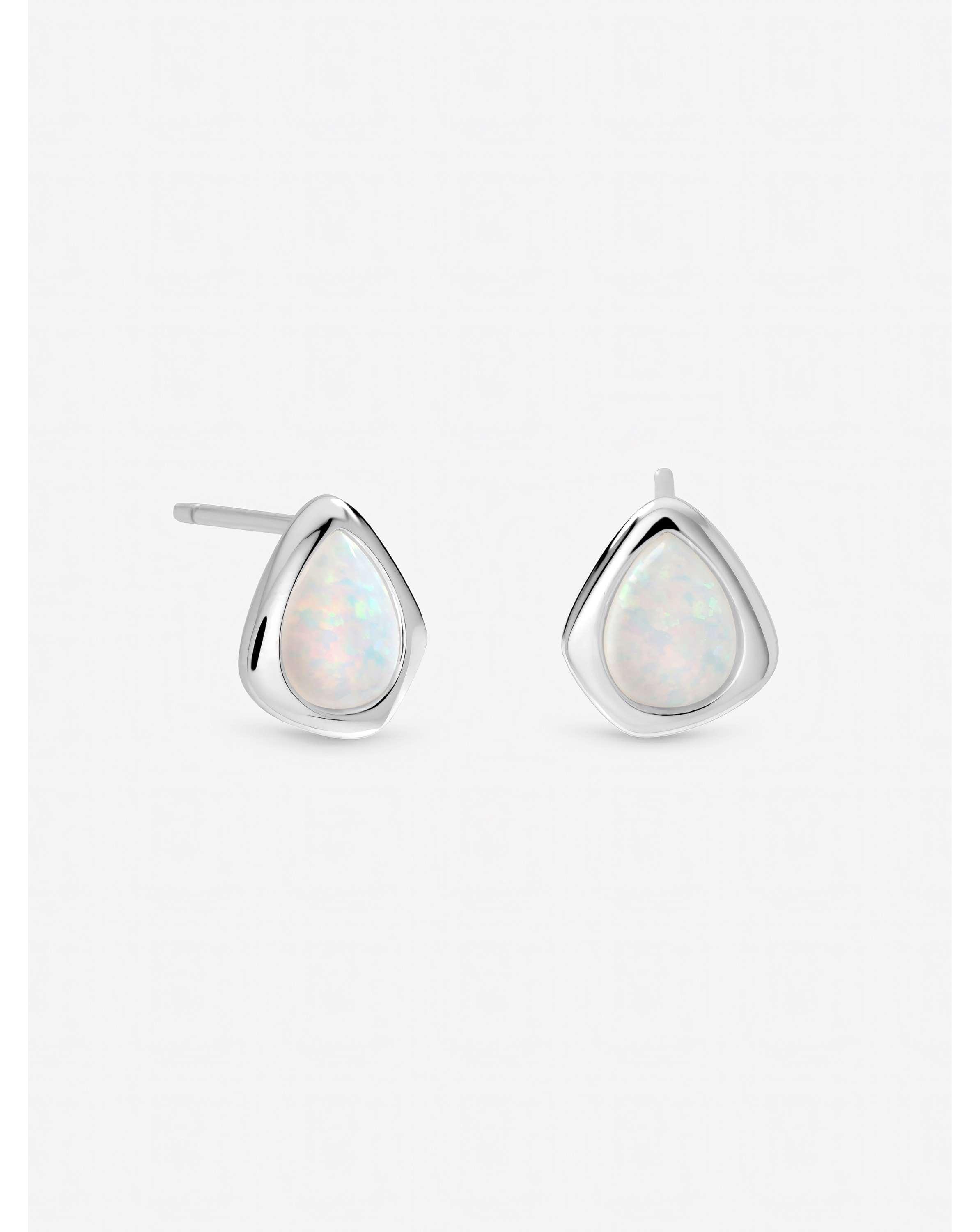 New In - Sterling Silver Plated Opal Studs