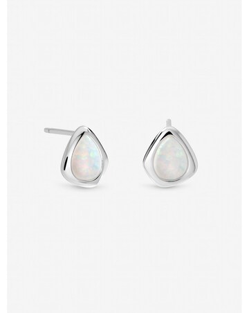 Inicio Sterling Silver Plated Opal Polished Stud Earrings