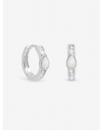 Inicio Sterling Silver Plated Opal Huggie Hoops