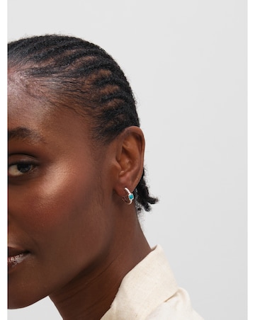 Inicio Sterling Silver Plated Turquoise Huggie Hoops