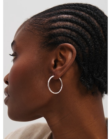 Inicio Sterling Silver Plated Molten Medium Sleeper Hoops
